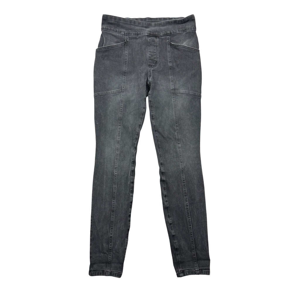 Duluth Trading Co Women's 2 Short Jean-Netics Pull-On Skinny Jeans Gray Stretch